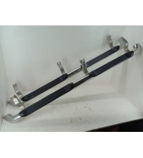 Par Estribos Laterais Ford Ranger Cabine Dupla 2014 Preto / Cromado